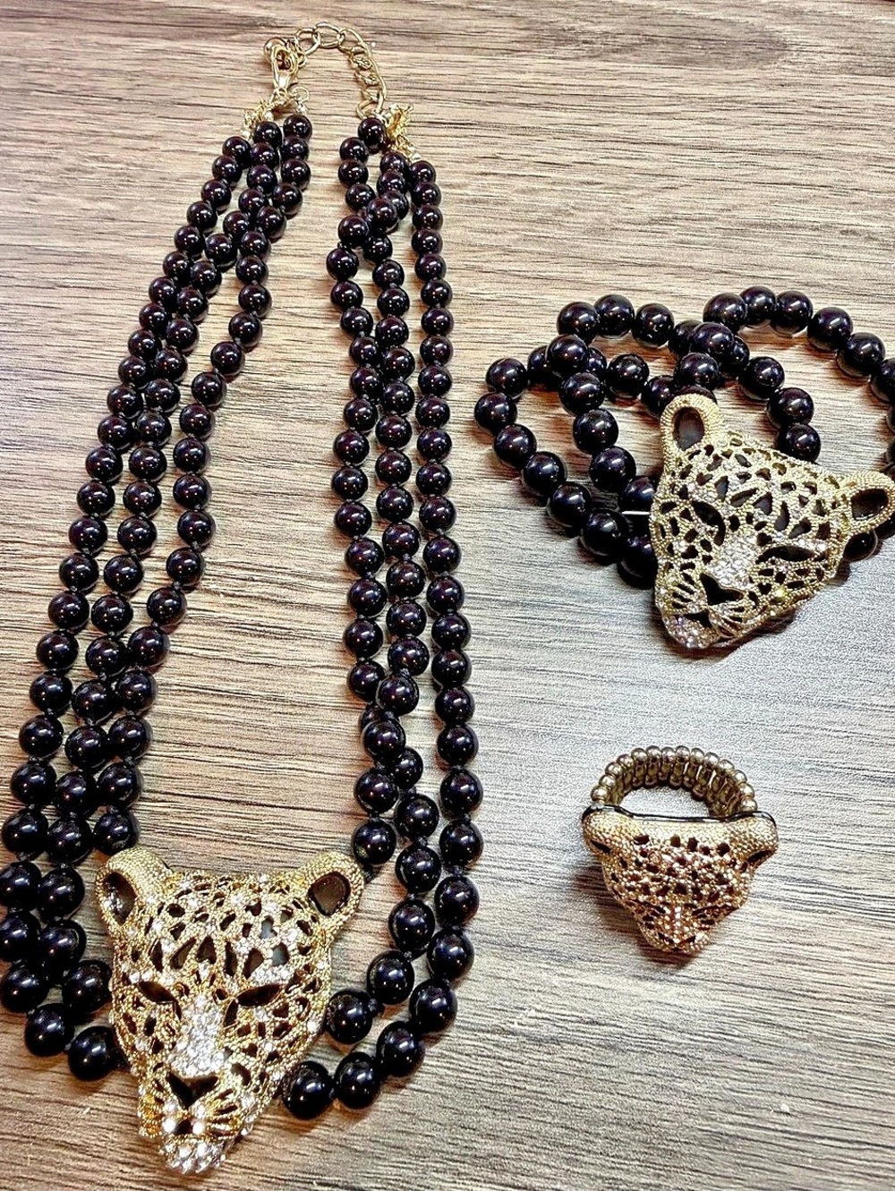 Black & Gold Leopard Jewelry Set